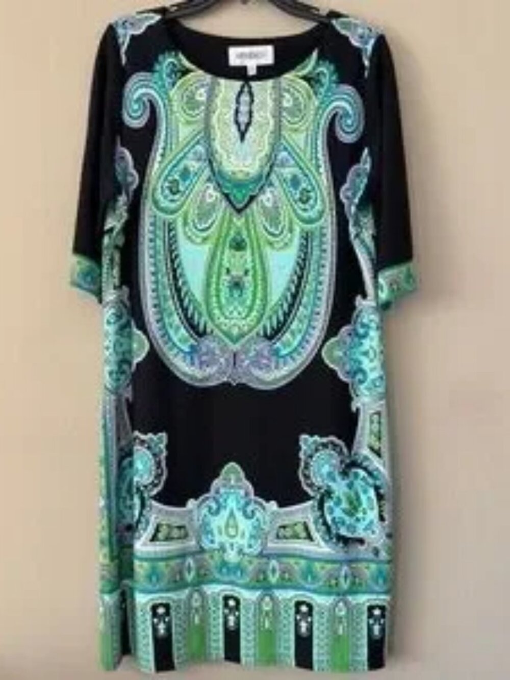 Studio I Paisley Black and Blue Sheath Dress Size 18